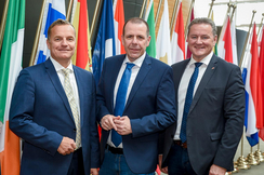 FPÖ-EU-Abgeordnete Georg Mayer, Harald Vilimsky, Roman Haider (v.l.).
