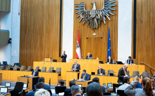 FPÖ-Ehrenamtssprecher Maximilian Linder im Parlament.