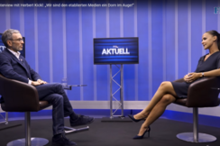 FPÖ-Bundesparteiobmann Herbert Kickl als erster Gast im neuen FPÖ TV-Studio.