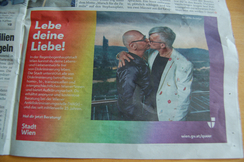 Homosexuellen-Werbungs-Inserat der Stadt Wien in "Heute" vom 19. Juni 2023.