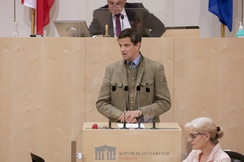 FPÖ-Sicherheitssprecher Hannes Amesbauer im Parlament.