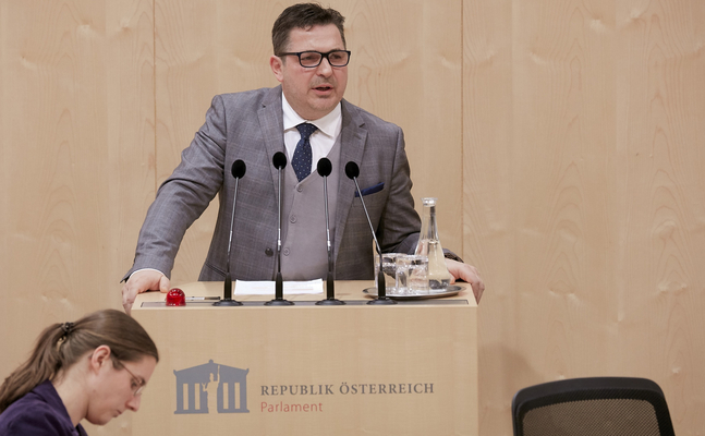 FPÖ-Parlamentarier Christian Ries im Nationalrat.