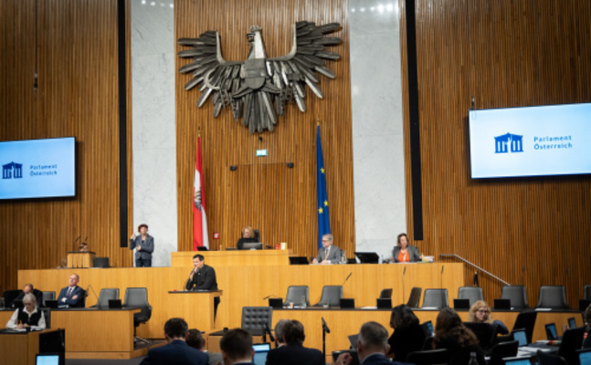 FPÖ-Sicherheitssprecher Hannes Amesbauer im Parlament.